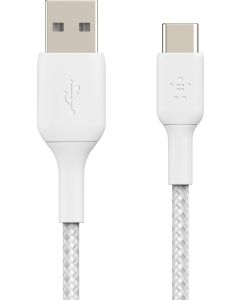 Belkin BOOST CHARGE USB-C to USB-A flettet kabel 2m (hvid)