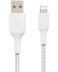 Belkin BOOST CHARGE Lightning til USB-A flettet kabel 2m (hvid)