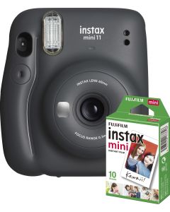 Fujifilm Instax Mini 11 kompaktkamera (grå, bundle m. 10 film)