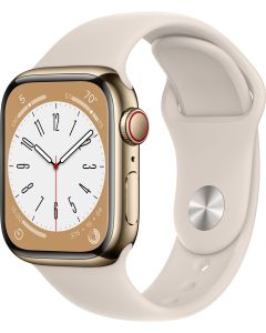 Apple Watch Series 8 41mm Cellular (gold stainless steel / starlight sport band)