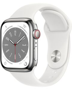 Apple Watch Series 8 41mm Cellular (silver stainless steel / white sport band)