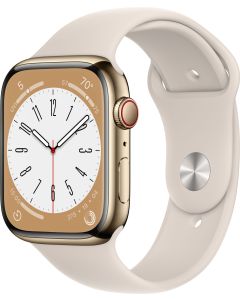 Apple Watch Series 8 45mm Cellular (gold stainless steel / starlight sport band)