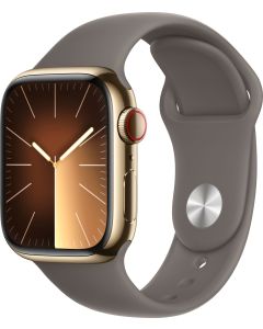 Apple Watch S9 45mm GPS+CEL (Gold Stainless Steel/Clay Sportsbånd) M/L