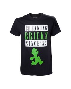 T-Shirt Nintendo - Luigi Breaking Bricks - sort (M)