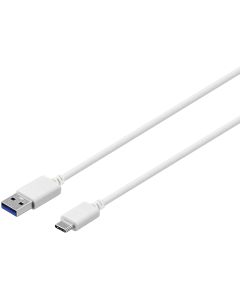 Sandstrøm USB A-C kabel 3 m - hvid